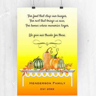 Harvest Table Thankful Blessing Poster