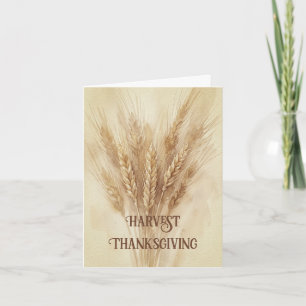 Harvest Thanksgiving Dried Wheat Grain Watercolor Card
