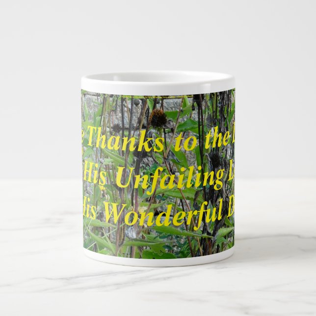 Harvest Time! Give Thanks! on a Large Coffee Mug (Front)