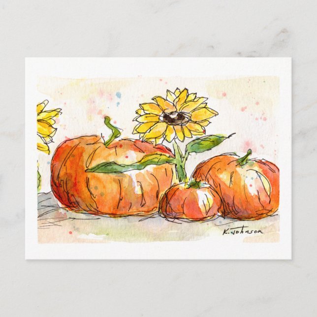 Harvest Time Watercolor Postcard (Front)