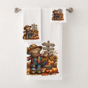 Harvest Trail – Scarecrow with Autumn Produce  Bath Towel Set