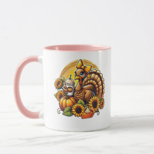Harvest Turkey Pumpkin Sunflower Coffee Mug