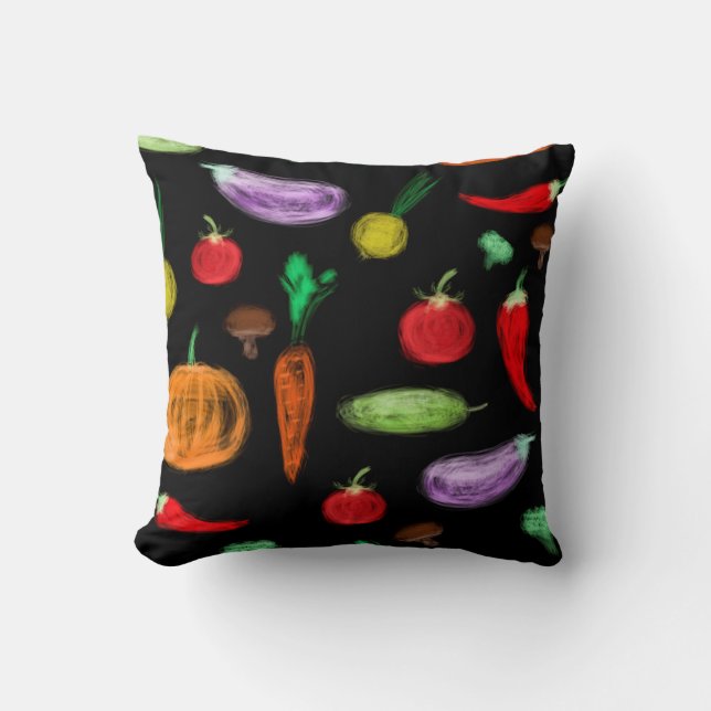 Harvest vegetables tomato pepper carrot mushroom c cushion (Front)