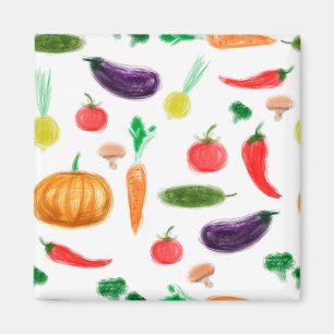Harvest vegetables tomato pepper carrot mushroom c magnet