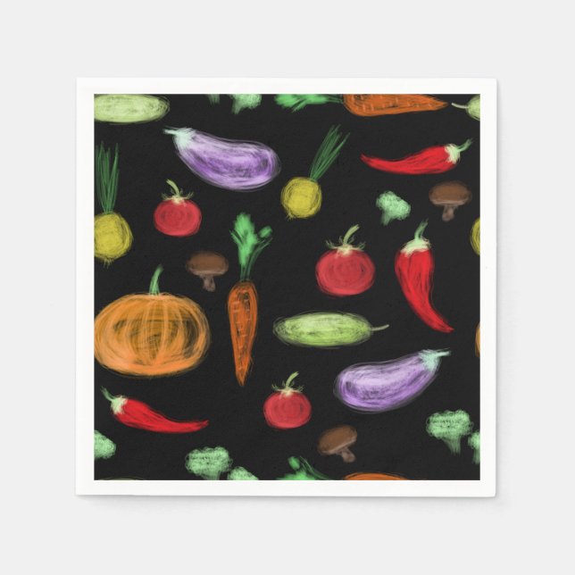 Harvest vegetables tomato pepper carrot mushroom c napkin (Front)