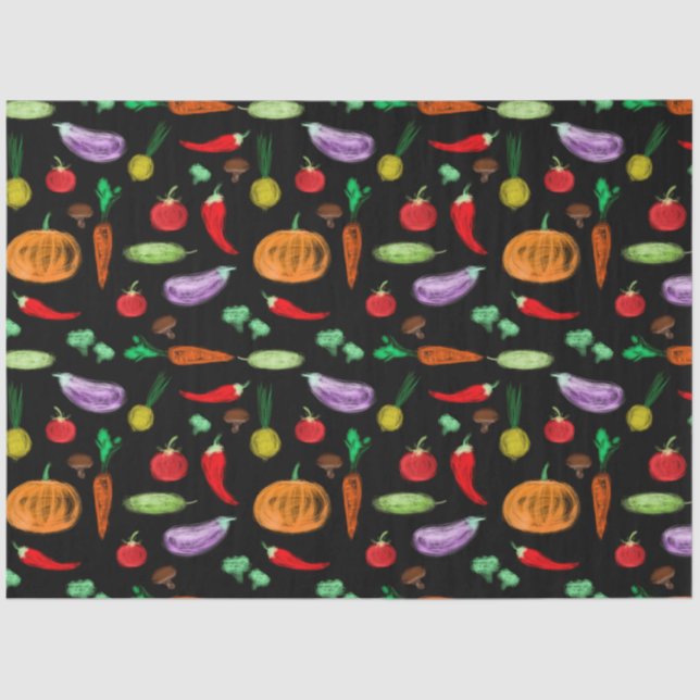 Harvest vegetables tomato pepper carrot mushroom c tissue paper (Front)