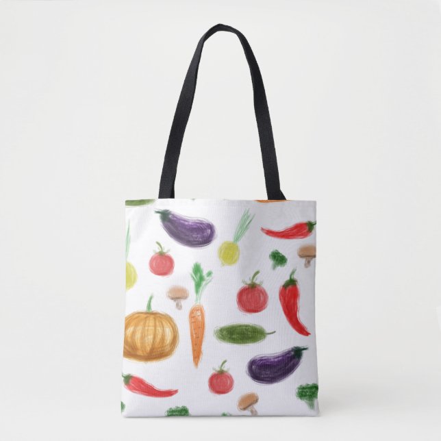 Harvest vegetables tomato pepper carrot mushroom c tote bag (Front)