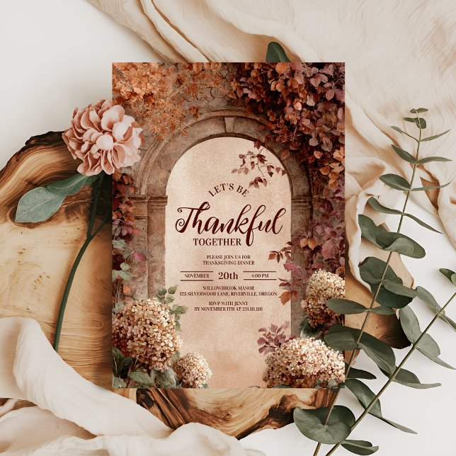 Harvest Vineyard Stone Thanksgiving Dinner Invitation (Creator Uploaded)