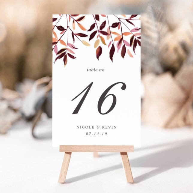 Harvest | Watercolor Foliage Table Number Card (Creator Uploaded)