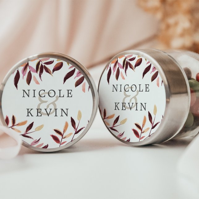 Harvest | Watercolor Foliage Wedding Classic Round Sticker (Creator Uploaded)