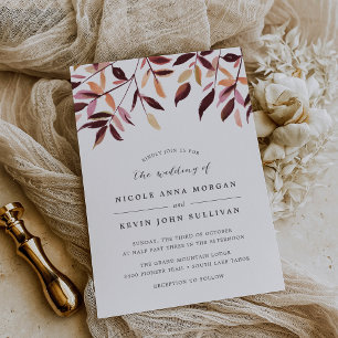 Harvest   Watercolor Foliage Wedding Invitation