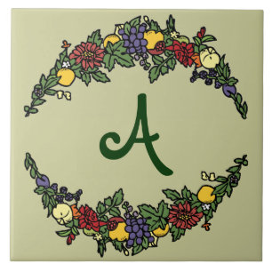 Harvest Wreath Monogram Tile