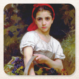 Harvester, Bouguereau Square Paper Coaster