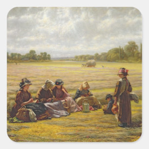Harvesters resting in the Sun, Berkshire, 1865 Square Sticker