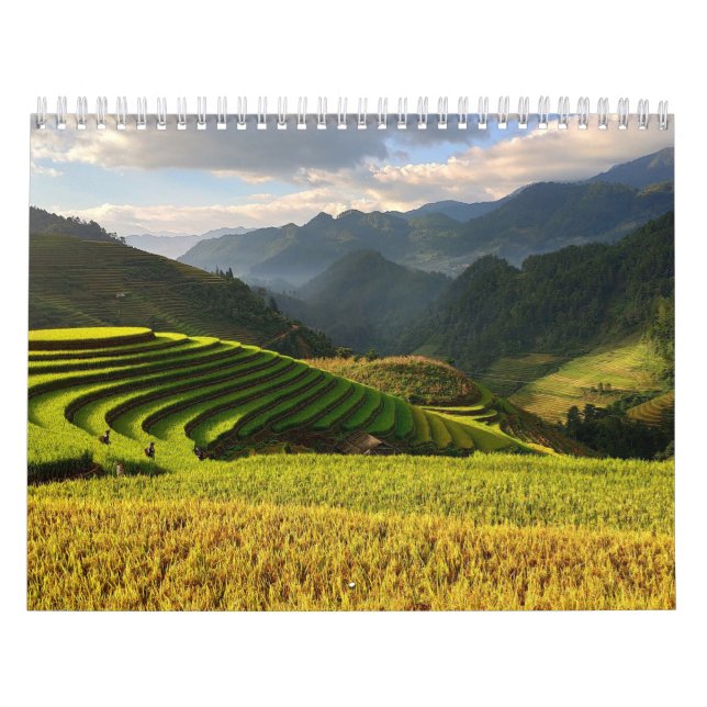 harvesting plants on mountains with cloudy sky calendar (Cover)