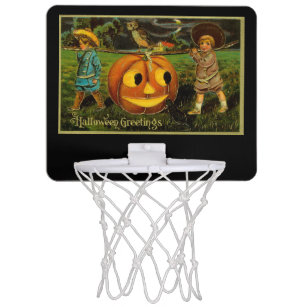 Harvesting Pumpkin for Halloween Jack-o-Lantern Mini Basketball Hoop