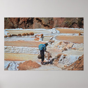 Harvesting Salt in Maras, Peru Poster