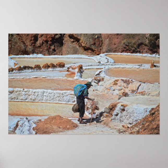 Harvesting Salt in Maras, Peru Poster (Front)