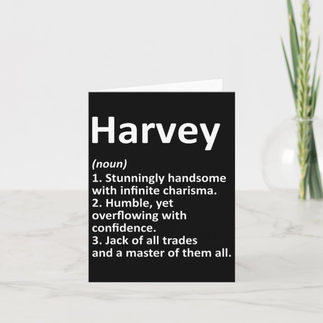 Harvey Definition Personalised Name Funny Birthday Card (Front)