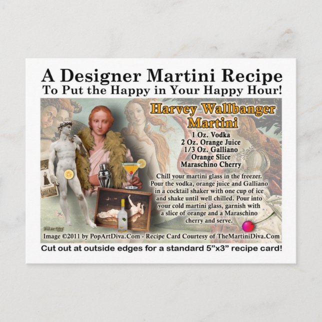 Harvey Wallbanger Martini Recipe Postcard (Front)
