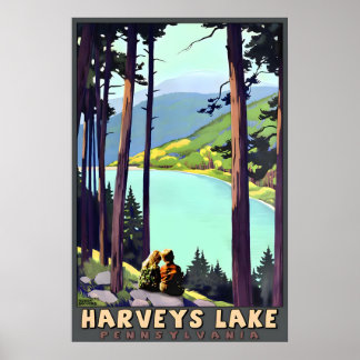 Harveys Lake Pennsylvania Back Mountain Travel Poster