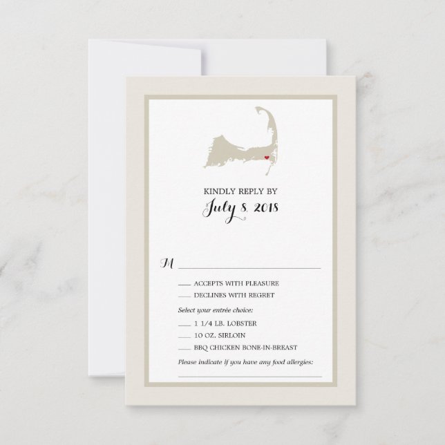 Harwich Cape Cod Map | Wedding RSVP menu (Front)