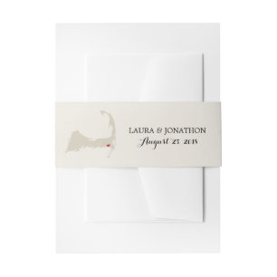 Harwich Cape Cod Map with heart Wedding Invitation Belly Band