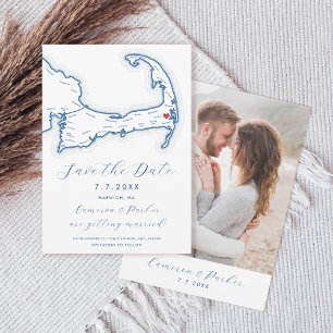 Harwich MA Cape Cod Map Navy Blue Wedding Save The Date
