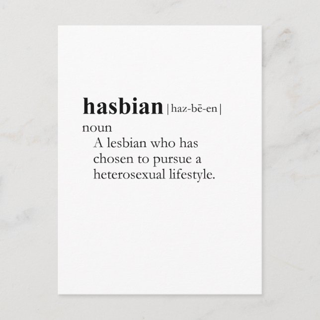 HASBIAN (definition) Postcard (Front)