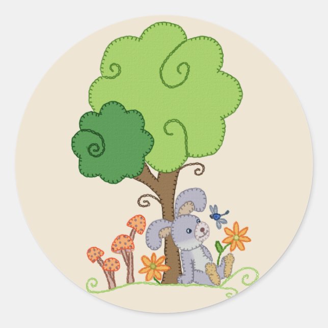 Hase unterm Baum  Classic Round Sticker (Front)