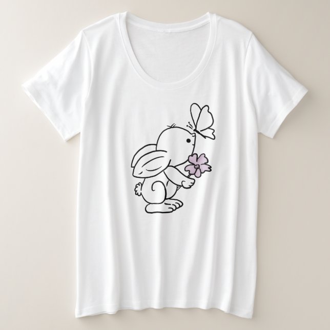Hase with butterfly plus size T-Shirt (Design Front)