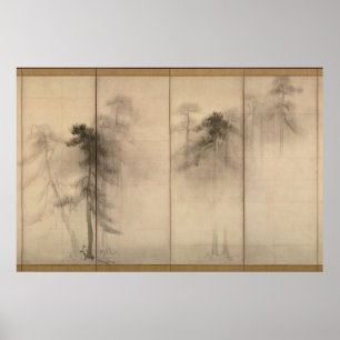 Hasegawa Tohaku Pine Trees 16th fawn Japanese Poster