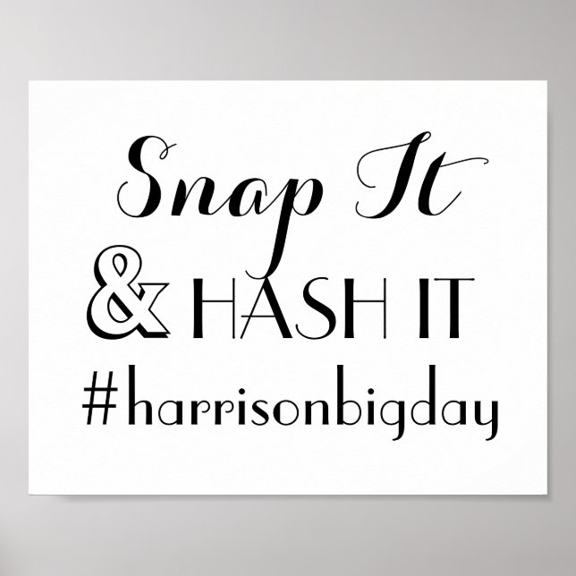 Hash Tag Photo Wedding Script Sign (Front)