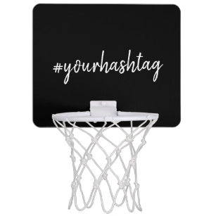 Hashtag   Custom Black Script Modern Minimalist Mini Basketball Hoop