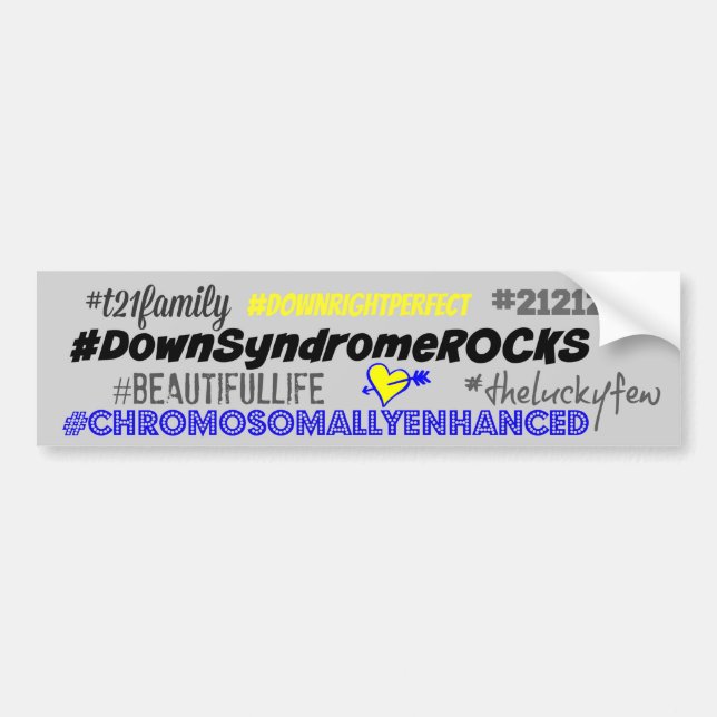 hashtag down syndrom bumper sticker (Front)