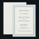 Hashtag gold blue grey save the date announcement<br><div class="desc">Personalise your own # for your save the date wedding announcement. This design is also available in other colours in my store. Click on the "Personalise" button to personalise this invitation. You can also click on the "Click to customise further" link to modify the texts, including fonts, sizes and colours....</div>