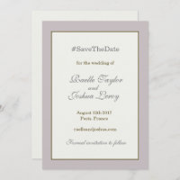 Hashtag gold blush grey save the date announcement