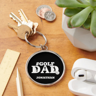 Hashtag Golf Dad Custom Name  Key Ring