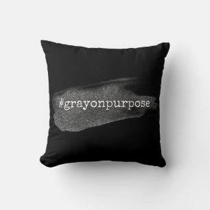 Hashtag Grey on Purpose Silver Glitter Brushstroke Cushion
