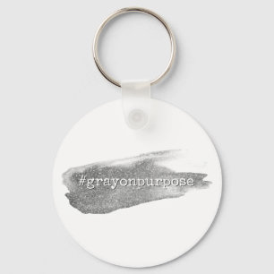 Hashtag Grey on Purpose Silver Glitter Brushstroke Key Ring