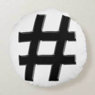 #HASHTAG - Hash Tag Symbol Round Cushion