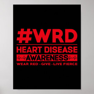 Hashtag Heart Disease Awareness Minimal Wear Red D Poster