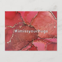 Hashtag I Miss Your Hugs Red & Gold Liquid Art