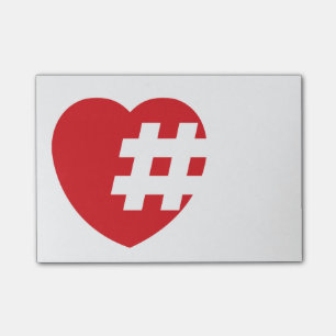 hashtag in a heart post-it notes