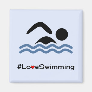 Hashtag love swimming fun blue sports magnet