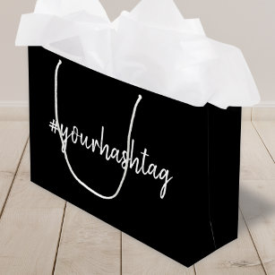 Hashtag   Modern Script Trendy Black Large Gift Bag