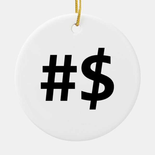 hashtag money ceramic tree decoration (Front)