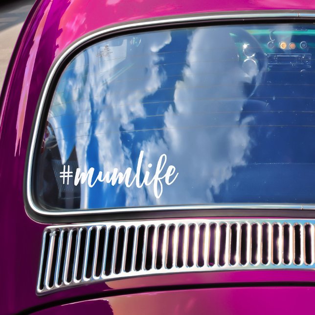 Hashtag #Mumlife White Calligraphy Motherhood Car (Creator Uploaded)