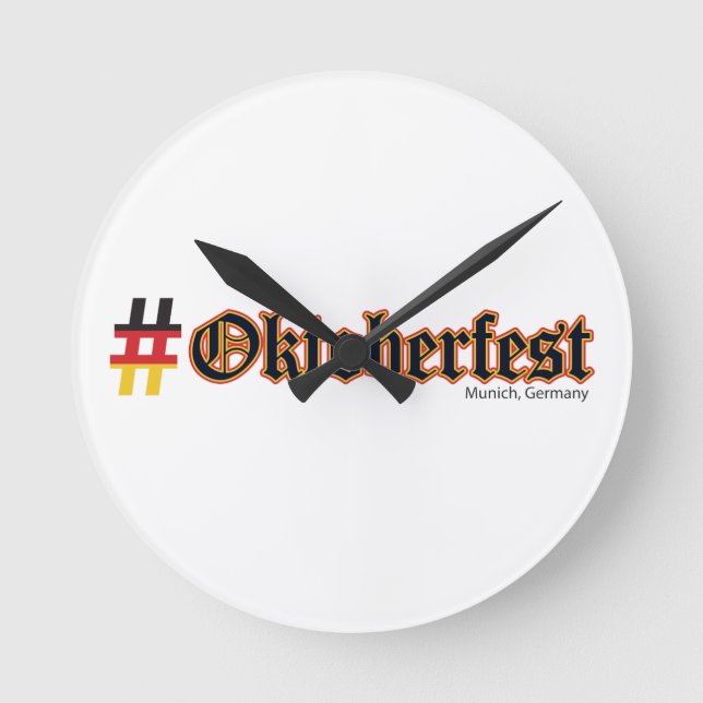 Hashtag Oktoberfest Round Clock (Front)