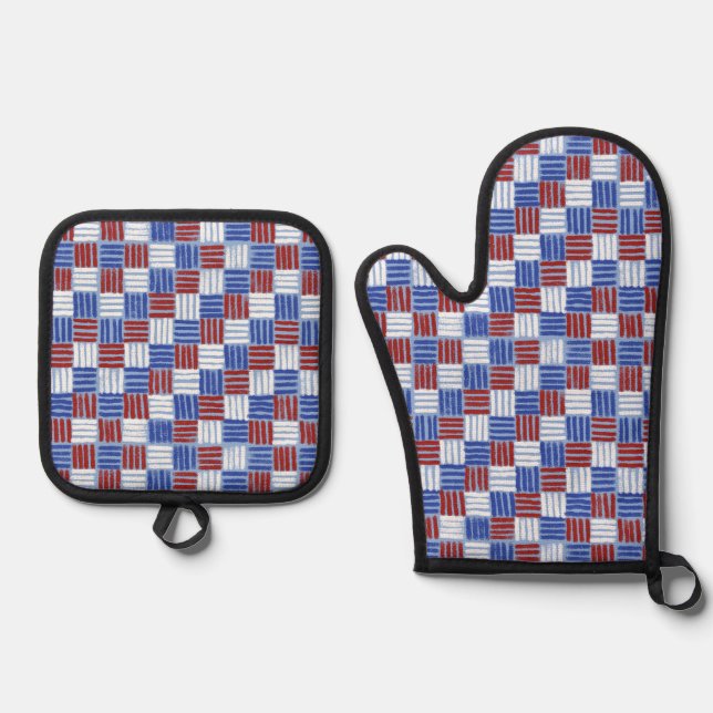 Hashtag Patriotic Oven Mitt & Pot Holder Set (Front)